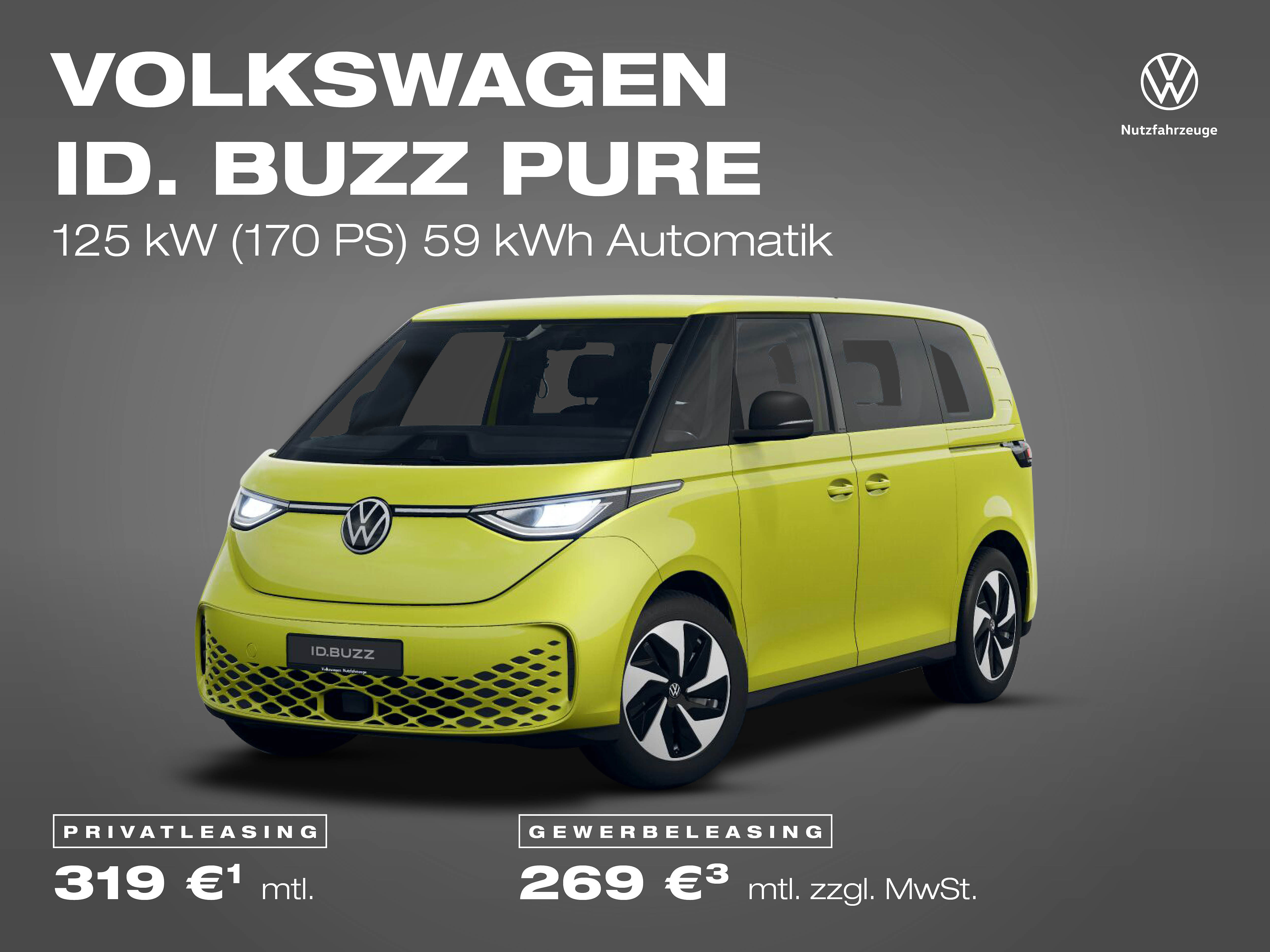 VW ID. Buzz Pure Leasingangebote für Privat- und Gewerbekunden Volkswagen ID. Buzz Pure