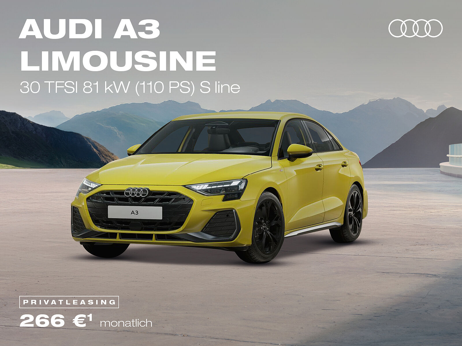 Audi A3 Limousine Gebrauchtwagen-Leasingangebot für Privatkunden Audi A3 Limousine, gelb