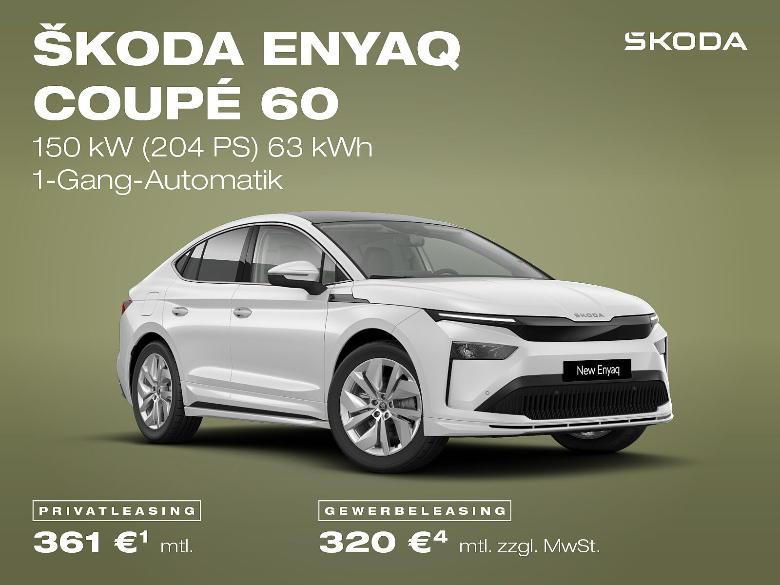 Škoda Enyaq Coupé 60 Leasingangebote Škoda Enyaq Coupé 60, weiß