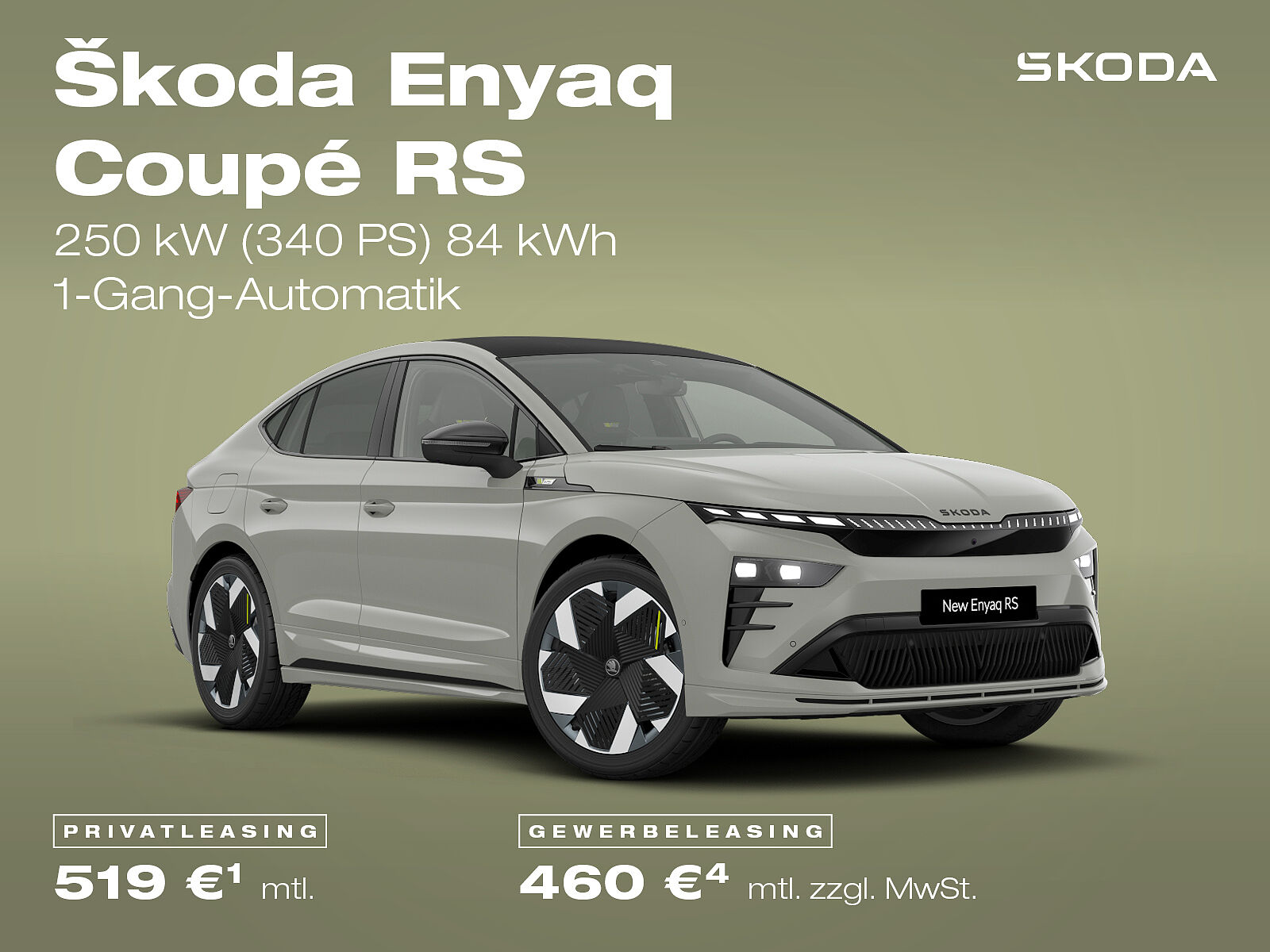 Škoda Enyaq Coupé RS Leasingangebote Škoda Enyaq Coupé RS, grau