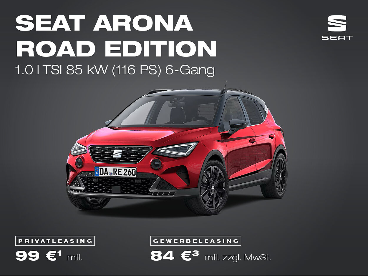 SEAT Arona Road Edition Leasingangebot für Privat- und Gewerbekunden SEAT Arona Road Edition