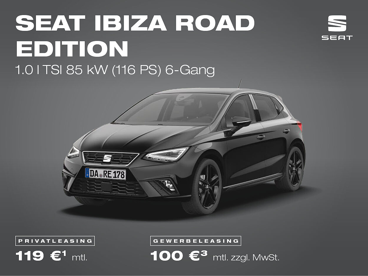 SEAT Ibiza Road Edition Leasingangebot für Privat- und Gewerbekunden SEAT Ibiza Road Edition