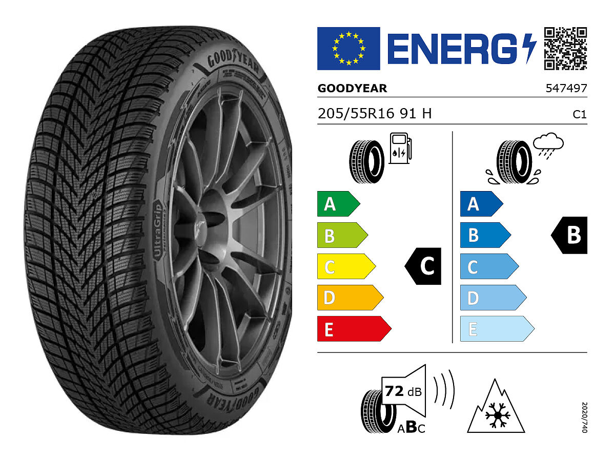 Goodyear Ultra Grip Performance Gen 1 205/55 R16 91H Winterreifen und rechtliche Angaben
